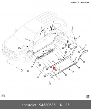 Клипса DAEWOO Matiz (05-) накладки порога OE 94530635 GENERAL MOTORS