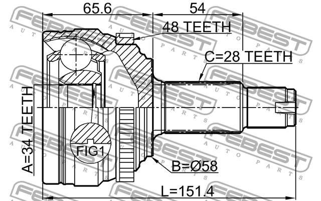ШРУС наружный SSANG YONG NEW ACTYON 1410-KORA48 1410-KORA48 FEBEST
