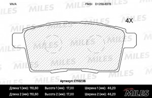 Колодки тормозные задние (без датчика) (Смесь Semi-Metallic) (MAZDA CX7/CX9 07-) E110238 MILES