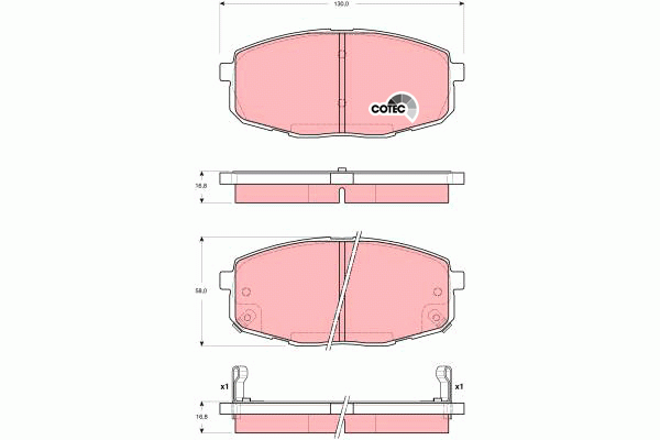 Колодки тормозные KIA Carens (02-), Ceed (07-) передние (4шт.) TRW GDB3342 TRW