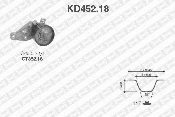 Комплект ремня ГРМ KD452.18 NTN SNR