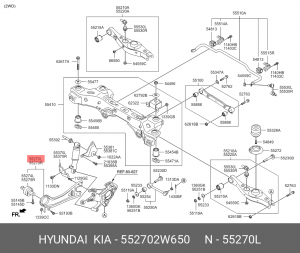 Рычаг подвески HYUNDAI Santa Fe (15-)(4WD) задней продольный верхний левый OE 552702W650 HYUNDAI KIA