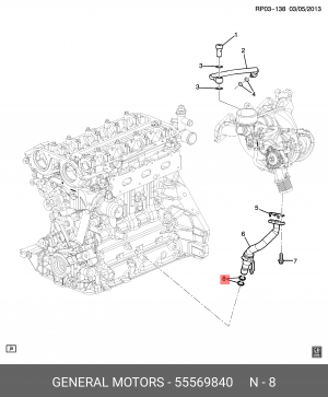 кольцо уплотнительное маслопровода турбины!\ Opel 1.4 NET,NEL,XER 55569840 GENERAL MOTORS