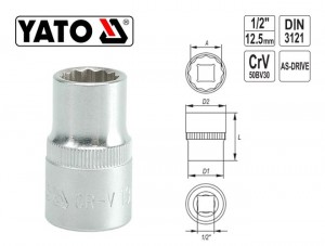 Головка торцевая 13 мм, 12 гр, 12  YT1275 YT-1275 YATO