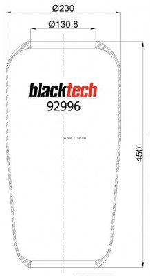 Рессора пневматическая РК оболочка; 445x240 - Ø131 чулок RL92996 BLACKTECH