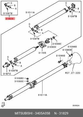 Крестовина карданного вала MITSUBISHI L200 2006- MITSUBISHI 3405A058 3405A058 MITSUBISHI