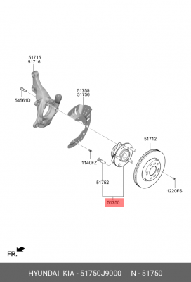 Ступица KIA Seltos (19-) передняя OE 51750J9000 HYUNDAI KIA