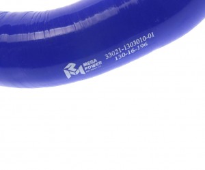 Патрубок ГАЗ-3302 дв.ЗМЗ-402,406,УМЗ радиатора верхний (d=38) синий силикон MEGA 13016196 MEGA POWER