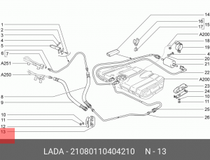 Скоба ВАЗ-2108 крепления трубок топливных АвтоВАЗ 21080-1104042-10 LADA VAZ