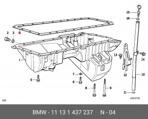 прокладка поддона двигателя!\ BMW E36/E46/E34/E39/E60 2.0-3.2 24V M50/M52/M54 92 11 13 1 437 237 BMW
