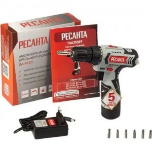 Дрель-шуруповерт аккумуляторный 12.0В 2.0Ач (1АКБ Li-Ion) РЕСАНТА 75141 RESANTA