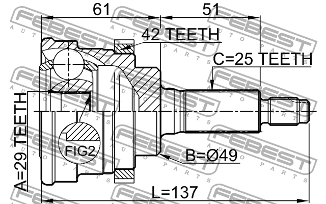 ШРУС наружный SUZUKI Liana комплект FEBEST 0710-029A42 FEBEST