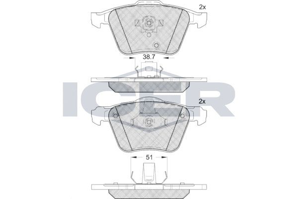 181655 колодки дисковые передние!\ Volvo XC90 2.5iT/3.0i T6 02># 181655 ICER