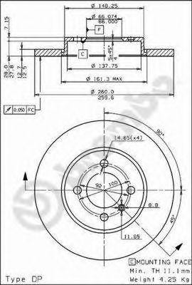 08.3068.10 диск тормозной передний!\ BMW E30 1.6-1.8 M10/M40 82-91 08.3068.10 BREMBO