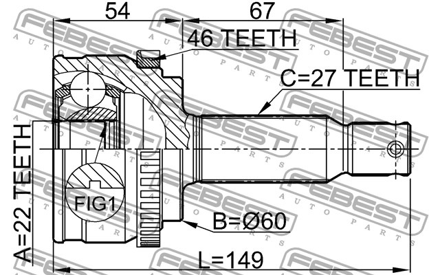 ШРУС внешний HYUNDAI ELANTRA (HD) 2006-2011 1210-ELNA46 1210-ELNA46 FEBEST