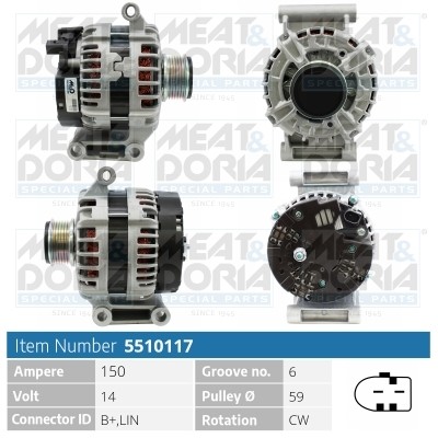 Генератор PEUGEOT Boxer CITROEN Jumper (11-) MEAT&DORIA 5510117 MEAT DORIA