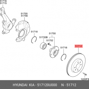 Диск тормозной HYUNDAI Solaris (11-) KIA Rio (11-) передний OE 51712-0U000 HYUNDAI KIA
