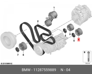 Ролик приводного ремня BMW 7 (F01,02),X6 (E71) обводной OE 11 28 7 559 889 BMW