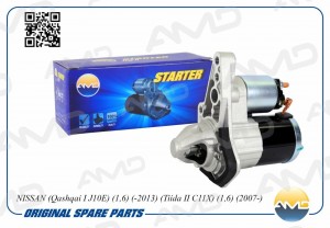 Стартер (1,0KW 10T) NISSAN Qashqai I J10E, 1,6, -2013, Tiida II C11X, 1,6, 2007- AMD.EL632 AMD