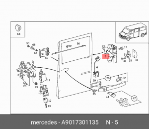 Замок двери MERCEDES Vito,Sprinter боковой OE A9017301135 MERCEDES BENZ