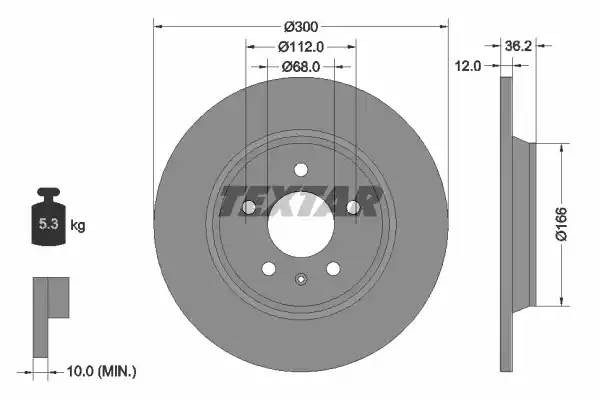 Диск тормозной AUDI A4 (09-),A5,A6 (11-) задний (1шт.) TEXTAR 92160103 TEXTAR