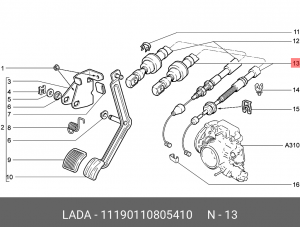 Трос акселератора ВАЗ-1119 в сборе АвтоВАЗ 11190-1108054-10 LADA VAZ