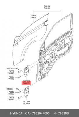 Петля HYUNDAI Porter 2 двери передней правой верхняя OE 793204F000 HYUNDAI KIA