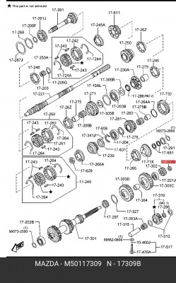 ГАЙКА ВАЛА КПП 929/B1600/B1800/B2000/B2200/B2500/B2600/B2900/E2000/E2200/BT-50// M501-17-309 MAZDA