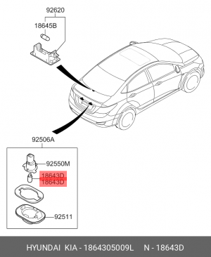 Лампочка подсветки номера 18643-05009L 1864305009L HYUNDAI KIA