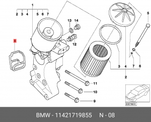Прокладка BMW 3 (E36,E46),5 (E34,E39,E60),7 (E38,E65) корпуса фильтра масляного  11 42 1 719 855 BMW