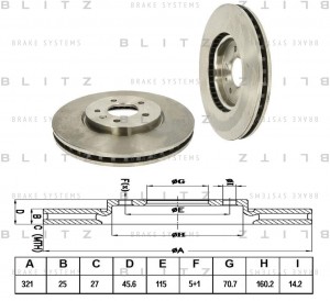 Диск тормозной передний вентилируемый OPEL Astra/Zafira 11- BS0316 BS0316 BLITZ