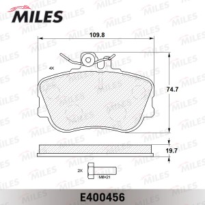 Колодки тормозные передние (без датчика + болты) (Смесь Low-Metallic) MERCEDES W E400456 MILES