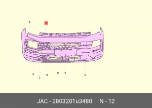 Решетка радиатора МОСКВИЧ 3 JAC JS4 OE 2803201U3480 JAC