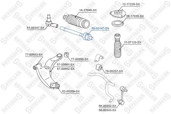 тяга рулевая!\ Mitsubishi Grandis 2.4 04> 55-00147-SX STELLOX