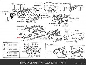 прокладка коллектора впускного правая!\ Lexus ES 300/RX 300 3.0 V6 96> 17177-20020 TOYOTA