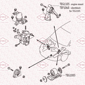 Опора двигателя задняя MITSUBISHI Lancer 07- TEG1105 TEG1105 TATSUMI