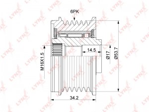 шкив генератора!\ Opel Corsa/Astra/Insignia/Antara 1.4-1.8i 06> PA-1146 LYNXAUTO
