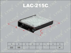 Фильтр салонный угольный подходит для NISSAN Micra 1.0-1.6 03 / Note 1.4-1.6 06, LAC-215C LYNXAUTO