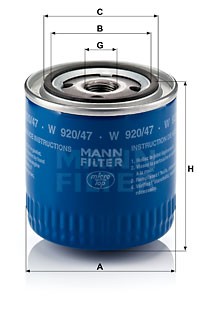 Фильтр масляный W920/47 W92047 MANN FILTER