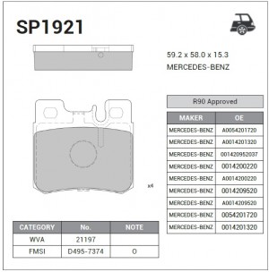 Колодки тормозные MERCEDES W210/W202/W124/W201/R129/R170/A208 CLK задние SP1921 SP1921 SANGSIN