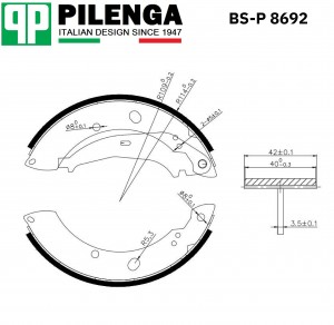 Колодки тормозные барабанные POLO SEDAN, RAPID BS-P8692 BSP8692 PILENGA