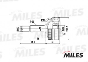 ШРУС наружный OPEL VECTRA 1.4/1.6 89-96 (с ABS) (GKN 302068) GA20364 GA20364 MILES