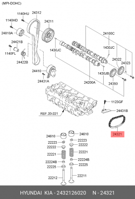 KIA RIO (2005-2011)/ HYUNDAI ELANTRA (2000-2005) ДЛЯ МВ -ЦЕПЬ МАСЛЯНОГО НАСОСА 24321-26020 HYUNDAI KIA