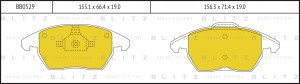 Колодки тормозные дисковые передние CITROEN C4 04-PEUGEOT 307 03- BB0529 BB0529 BLITZ