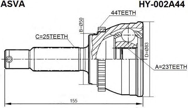 ШРУС НАРУЖНЫЙ 23x50x25 [12] HY002A44 HY-002A44 ASVA