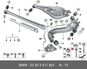 Болт BMW X3 (E83) рычага заднего (сход-развала) OE 33 30 3 411 801 BMW