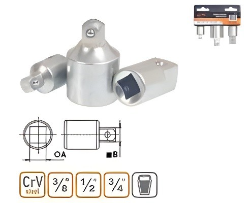 Набор переходников-адаптеров 1/2">3/8", 1/2">3/4", 3/4">1/2"( 3 предмета) "АвтоD 39755 AVTO DELO