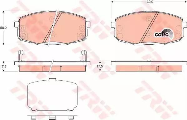 Колодки тормозные HYUNDAI Creta (17-),i30 KIA Ceed (07-) передние (4шт.) TRW GDB3450 TRW