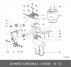 Амортизатор прицепа 273/383 O/O 16x58 16x58 Schmitz 016508 SCHMITZ CARGOBULL