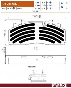 колодки тормозные! WVA29126\DAF DB2912682 DANBLOCK